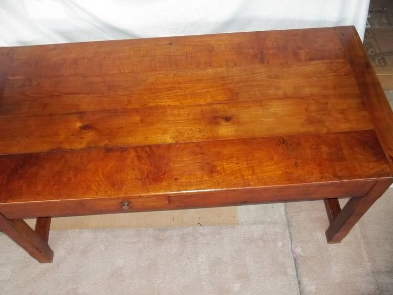 Hand-Crafted Early, 19thC, Fruitwood, REFECTORY or FARMHOUSE TABLE, French, 3-Draw