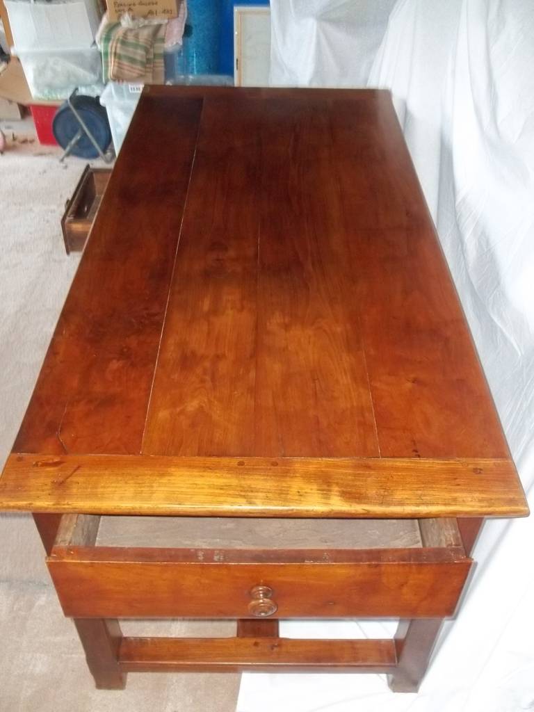 19th Century Early, 19thC, Fruitwood, REFECTORY or FARMHOUSE TABLE, French, 3-Draw