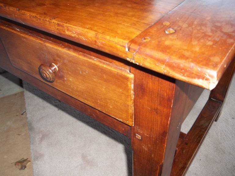Early, 19thC, Fruitwood, REFECTORY or FARMHOUSE TABLE, French, 3-Draw 3