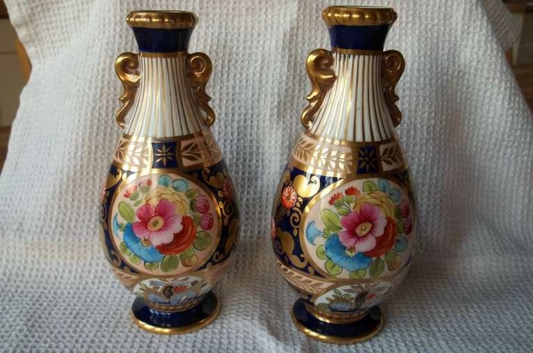 Fine Pair. SPODE, Cabinet VASES , Porcelain, Hand Painted, circa 1818