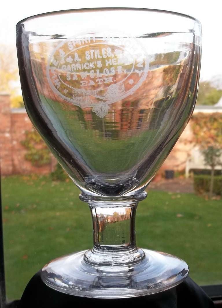 Georgian, "RUMMER" Drinking Glass, "Hand-Blown" , Stamped Bath, circa 1790