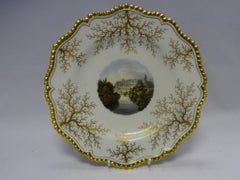 Porcelain | Flight Barr and Barr | Gilt Gadrooned Plate | Seaweed Gilding | View of Warwick Castle