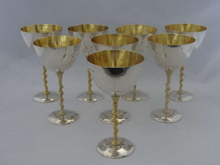 Stuart Devlin Silver and Gilt Wine Goblets