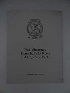 27 March 1973 Fine Miniatures, Enamels, Gold Boxes and Objects of Vertu