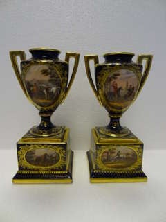 Royal Vienna Style | Porcelain | Vases Equestrian Scenes