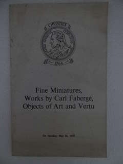May 23 1972 Fine Miniatures, Works by Carl Faberge, Objects of Art and Vertu