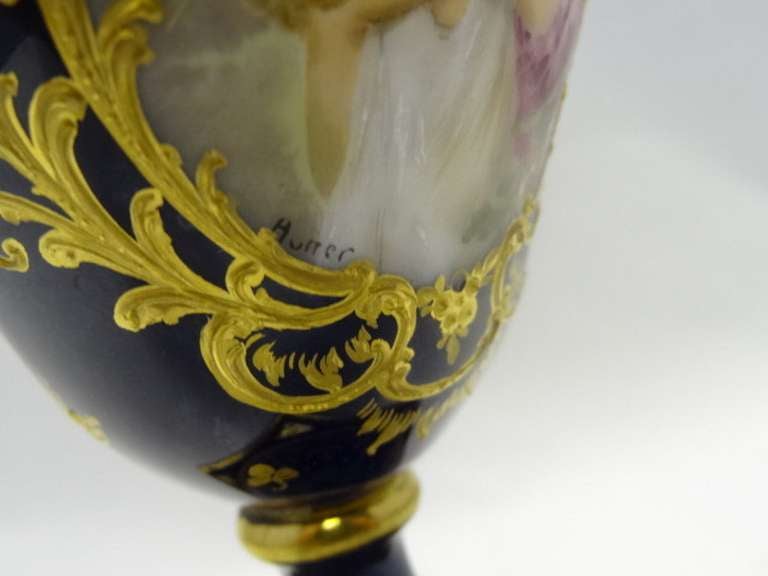 Royal Vienna Style Porcelain Vase signed Hurrer For Sale 3