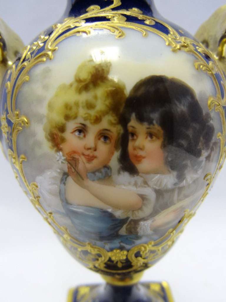 Royal Vienna Style Porcelain Vase signed Hurrer For Sale 4