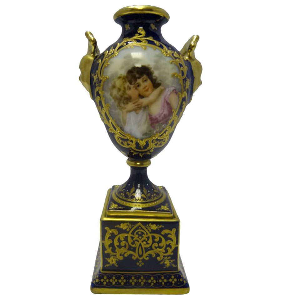 Royal Vienna Style Porcelain Vase signed Hurrer For Sale