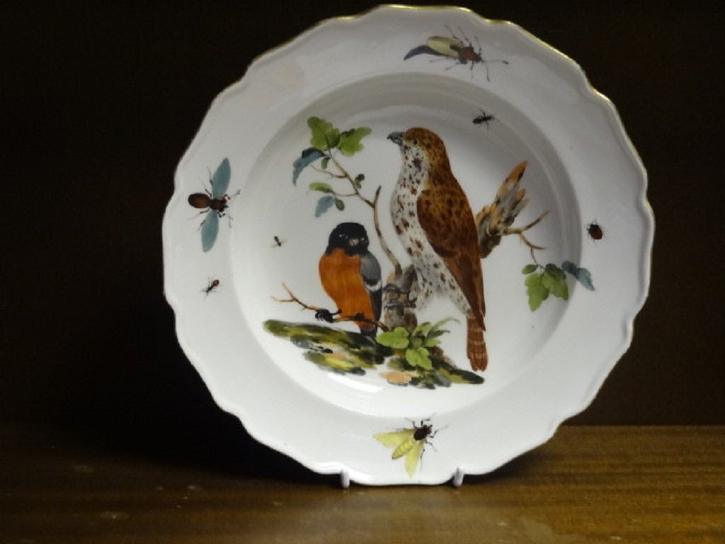 Porcelain Soup Plate with Ornithological Decoration