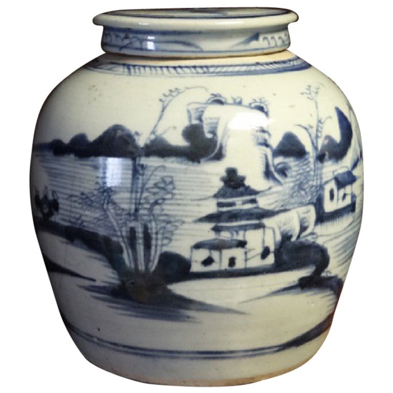 Blue and White Ginger Jar with Cover, Chatsworth House