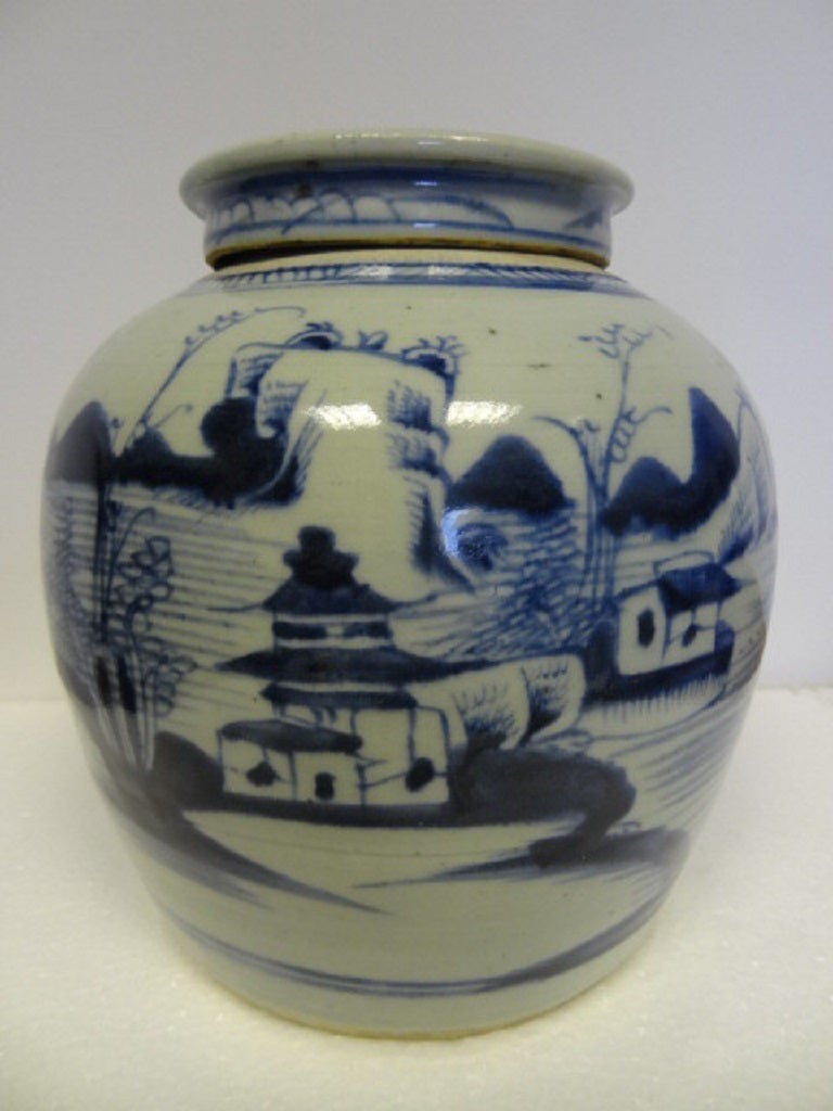 Chinese Blue and White Ginger Jar with Cover, Chatsworth House