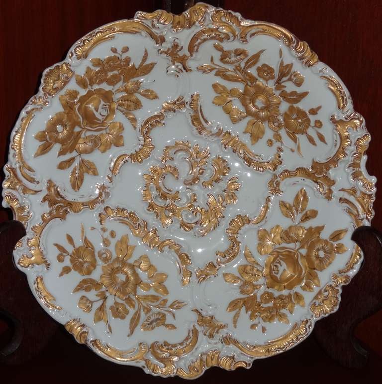 German Meissen Porcelain Gilded Moulded Dishes | Provenance Chatsworth House