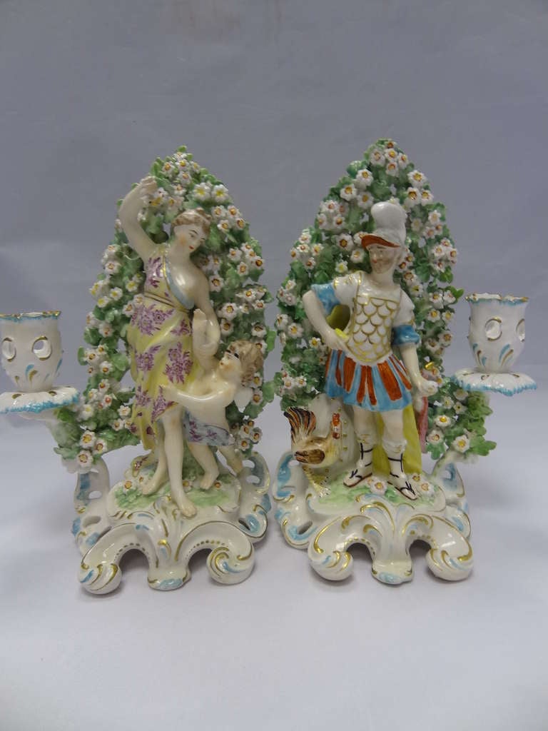 Derby Porcelain Figures of Mars with Cockerel and Venus with Sconces 5