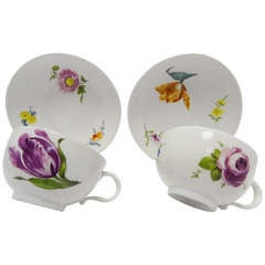 Marcolini Meissen Pair Breakfast Cups and Saucers