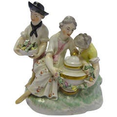 Antique Frankenthal Porcelain Figure Grouping 1778