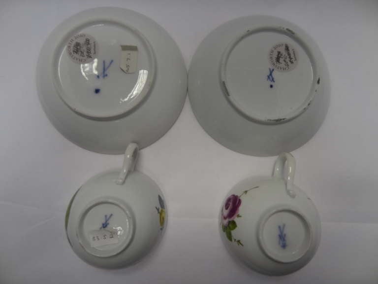 Marcolini Meissen Pair Breakfast Cups and Saucers For Sale 2