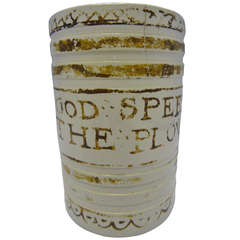 Eighteenth-Century Creamware Mug 'God Speed the Plow'