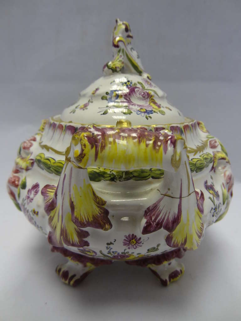 18th Century and Earlier Veuve Perrin Faience Tureen with Cover