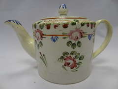 Antique Pearlware Floral Yorkshire Teapot