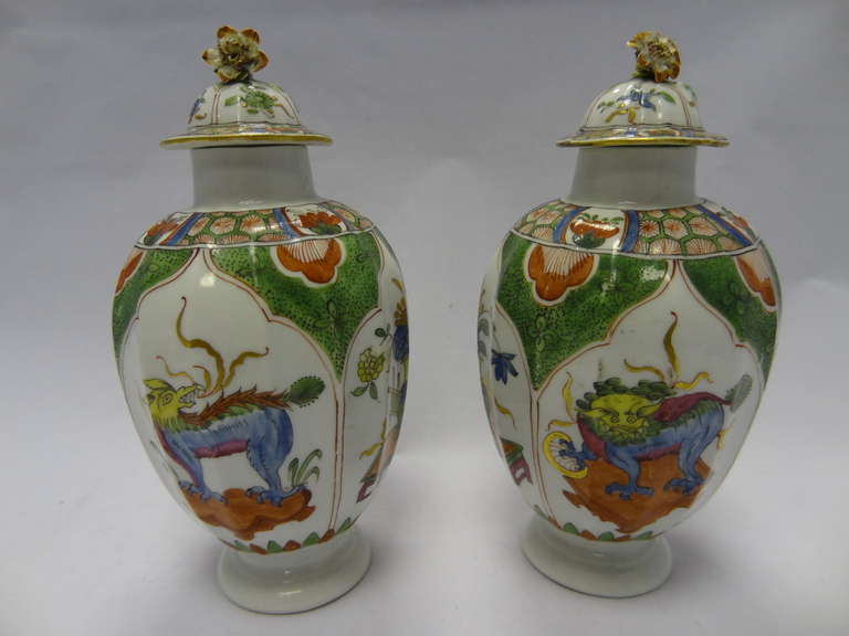 Pair of First Period Worcester Tea Canisters