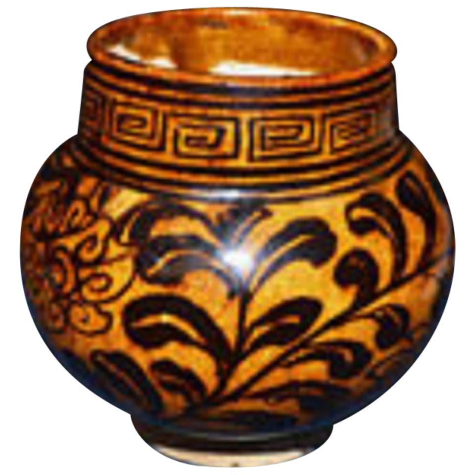 South Korean Cizhou 13th - 14th Century Ovoid Vase For Sale