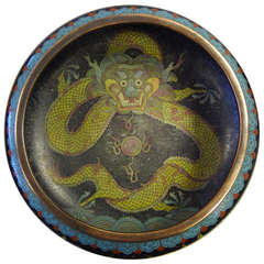 Antique Chinese Cloisonne Bowl with Dragon