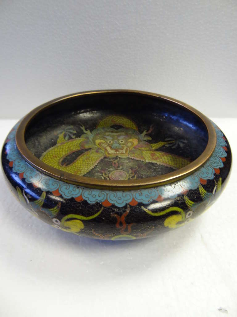Chinese Cloisonne Bowl with Dragon 1