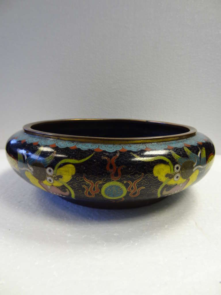 Chinese Cloisonne Bowl with Dragon 2