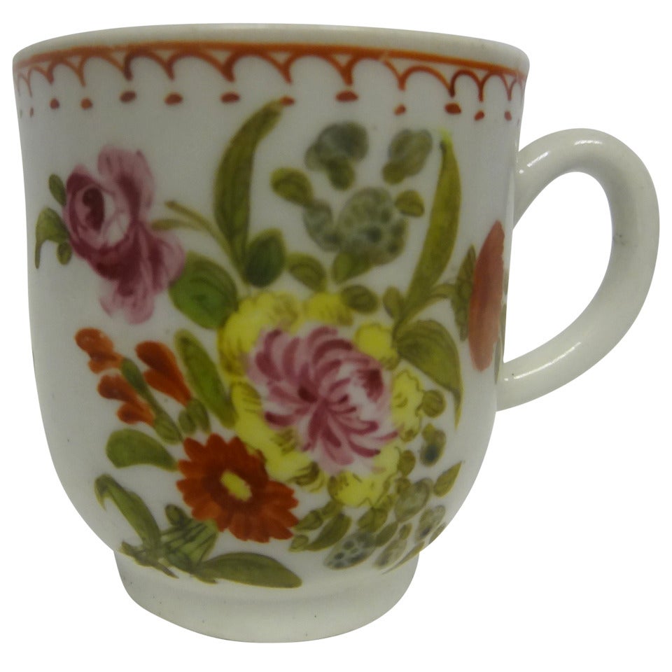 Bow Porcelain Polychrome Coffee Cup For Sale