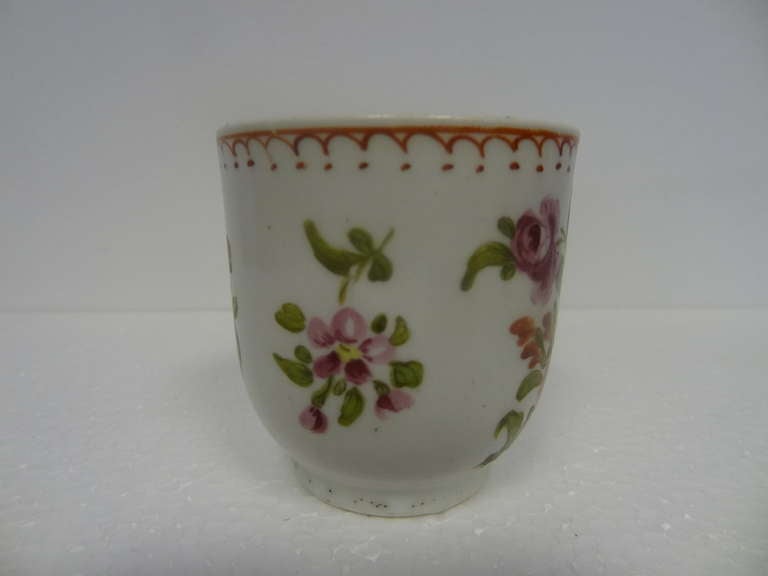 English Bow Porcelain Polychrome Coffee Cup For Sale
