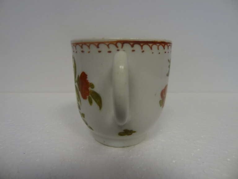 18th Century and Earlier Bow Porcelain Polychrome Coffee Cup For Sale