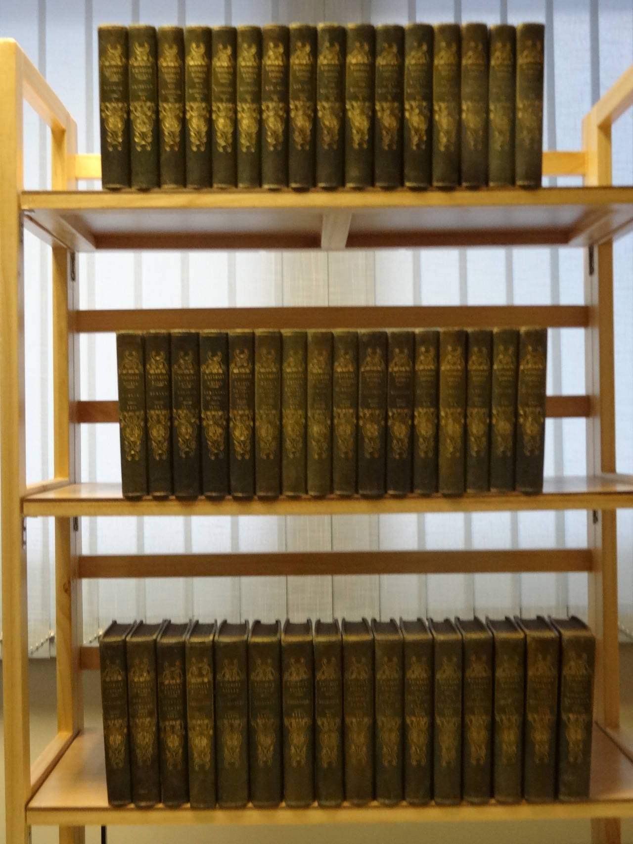 Complete set of the 48 volumes comprising The Waverley Novels by Sir Walter Scott. 

Marbled boards quarter green calf title and device to spines in gilt. 

Published by Robert Cadell, Edinburgh, between 1829 and 1833 (third edition)