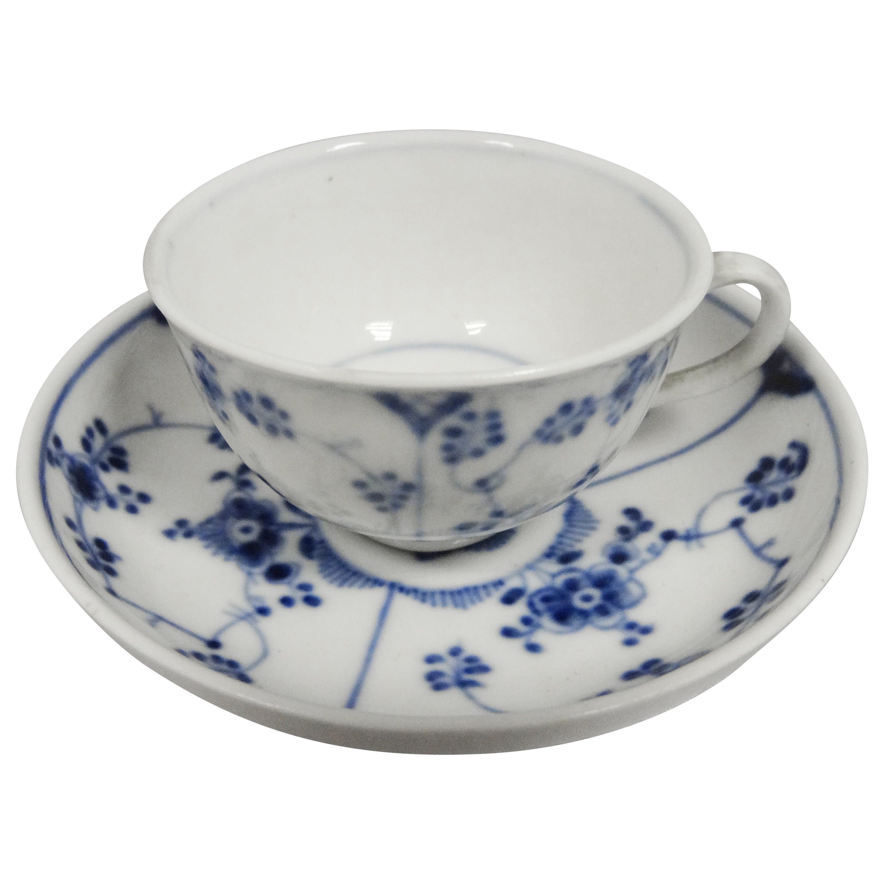 Hoechst Blue & White Teacup & Saucer (              Provenance:  Sothebys ) For Sale