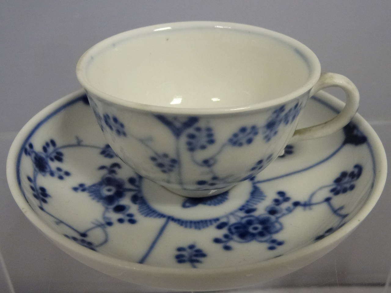 George III Hoechst Blue & White Teacup & Saucer (              Provenance:  Sothebys ) For Sale