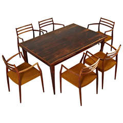 Niel Otto Moller Carvers and Dining Table of Brazilian Rosewood