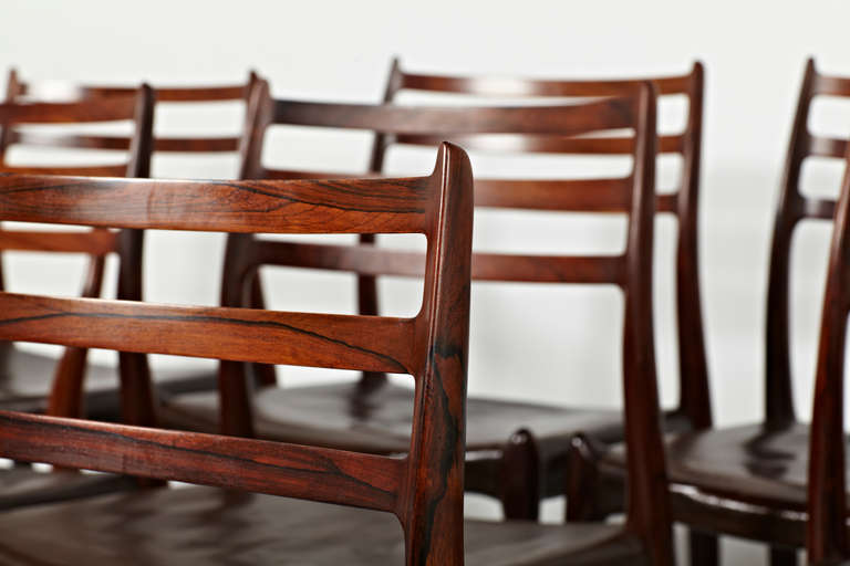Niels Otto Møller, 1962, Rosewood Carvers with Six Side Chairs In Excellent Condition In London, GB