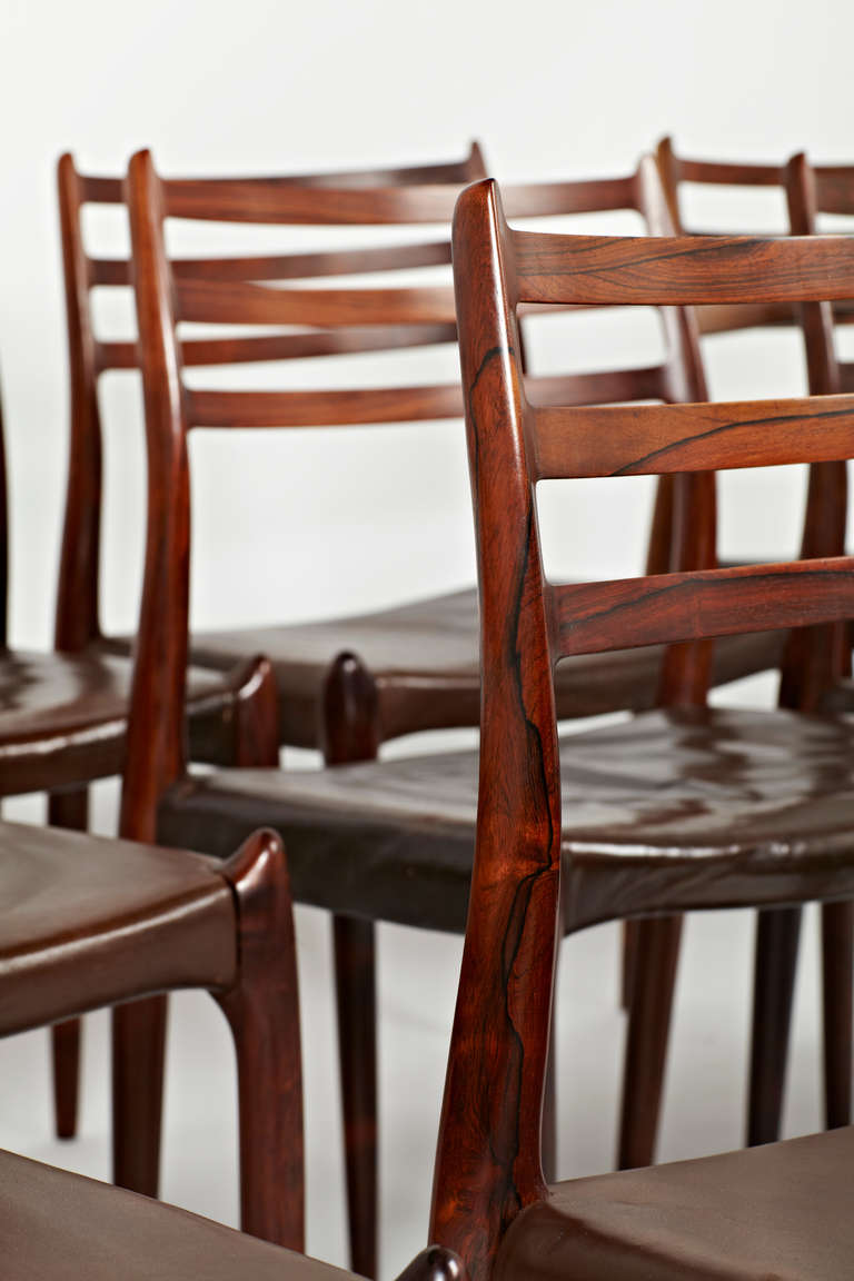 Niels Otto Møller, 1962, Rosewood Carvers with Six Side Chairs 1