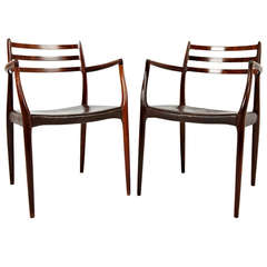 Niels Otto Møller, 1962, Rosewood Carvers with Six Side Chairs