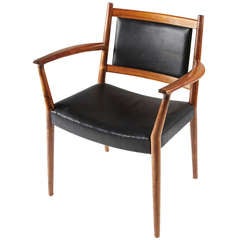 Steffan Larsen Rosewood and Black Leather Dining Chairs