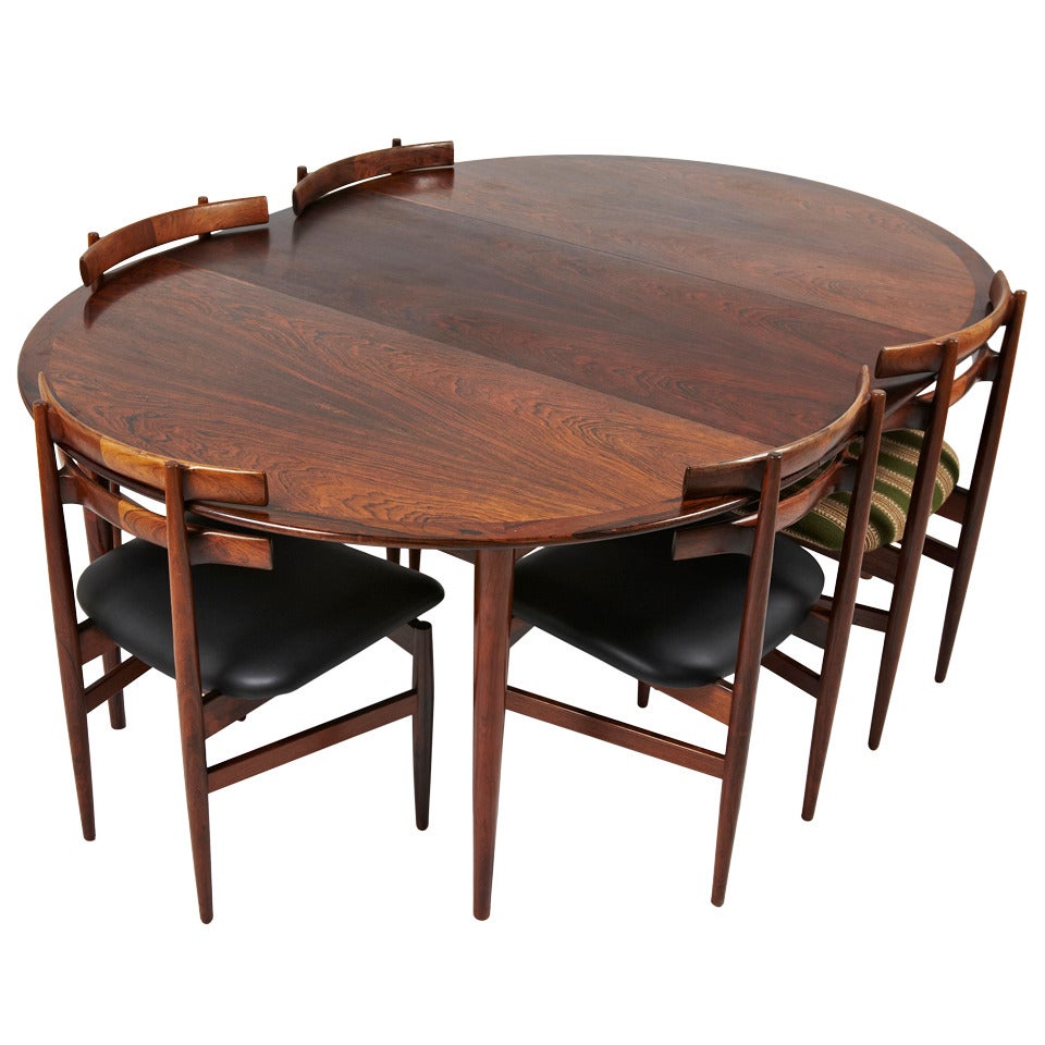 Grete Jalk Dining Table with 8 Chairs by Kai Kristiansen
