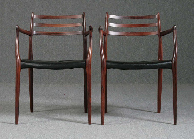 Pair of Niels Otto Moller rosewood carvers made 1962-70