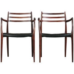 Pair of Niels Otto Moller rosewood carvers made 1962-70