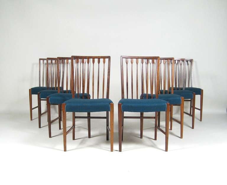 Mid-Century Modern Set Of 8 Danish Rosewood Dining Chairs C1950 For Sale