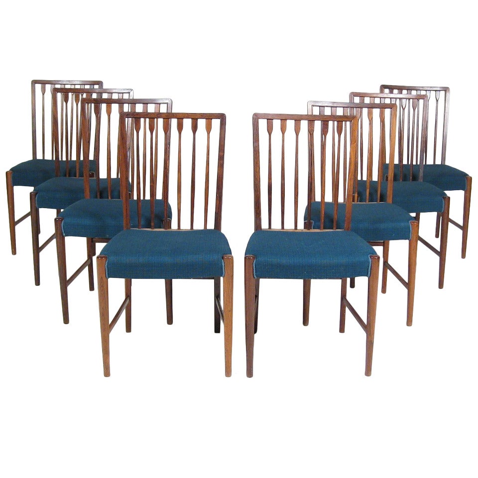 Set Of 8 Danish Rosewood Dining Chairs C1950 For Sale