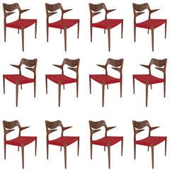 Original set of 12 rosewood dining chairs by Arne Hovmand Olsen
