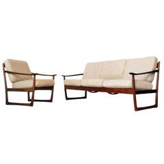 Hvidt and Mølgaard "Sled" Sofa and Armchair, circa 1950s