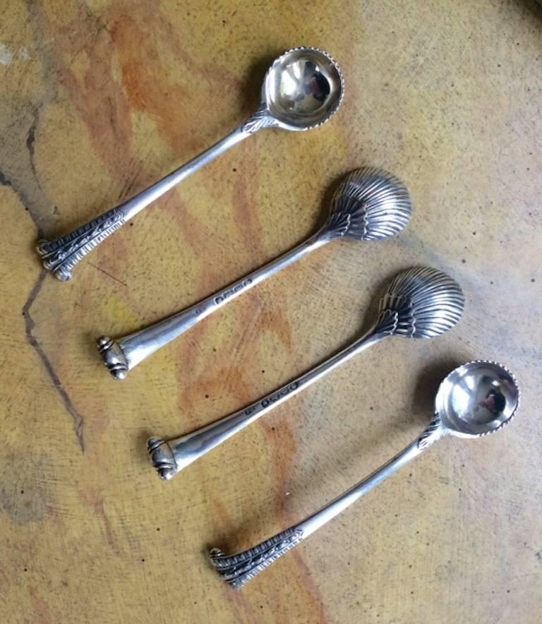 Set of Four Silver Salts Complete with Their Original Spoons by Robert Hennell 3