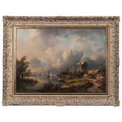 Painting of a Village by River