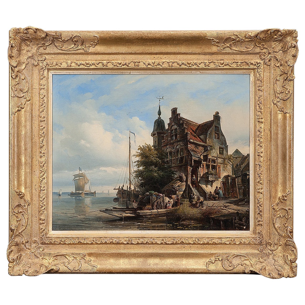 Painting of a House by the River For Sale